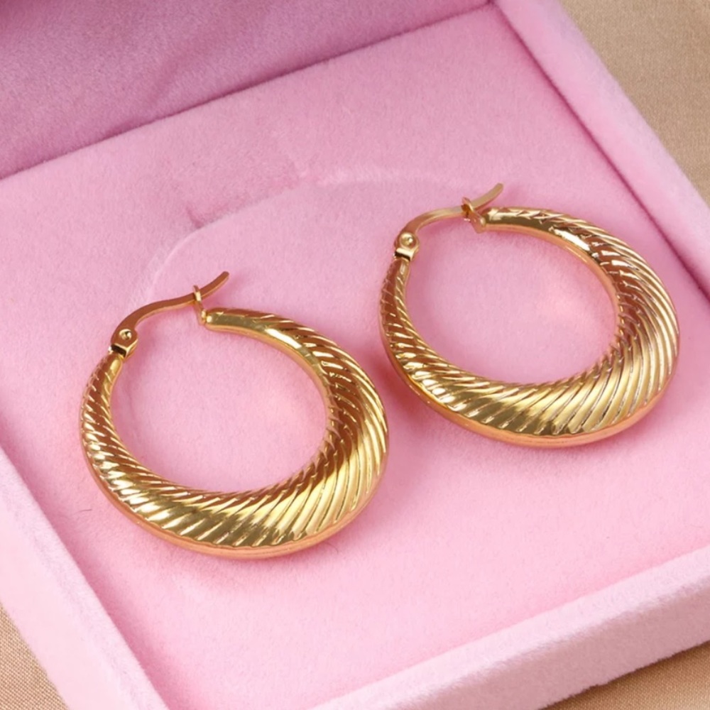 40mm GOLD PLATED HOOP EARRINGS - Picture 2 of 3